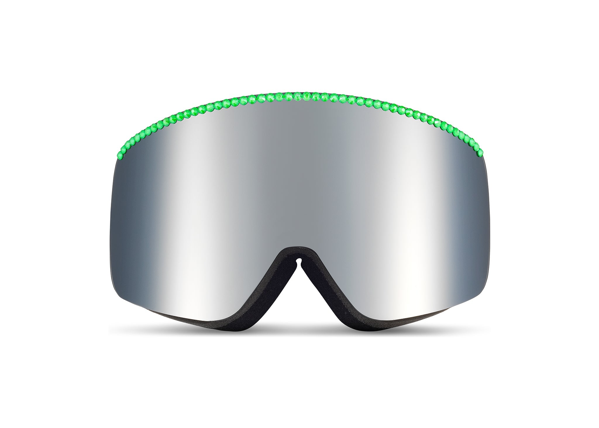 Runway Goggle - Silver Lens with Neon Green Crystals