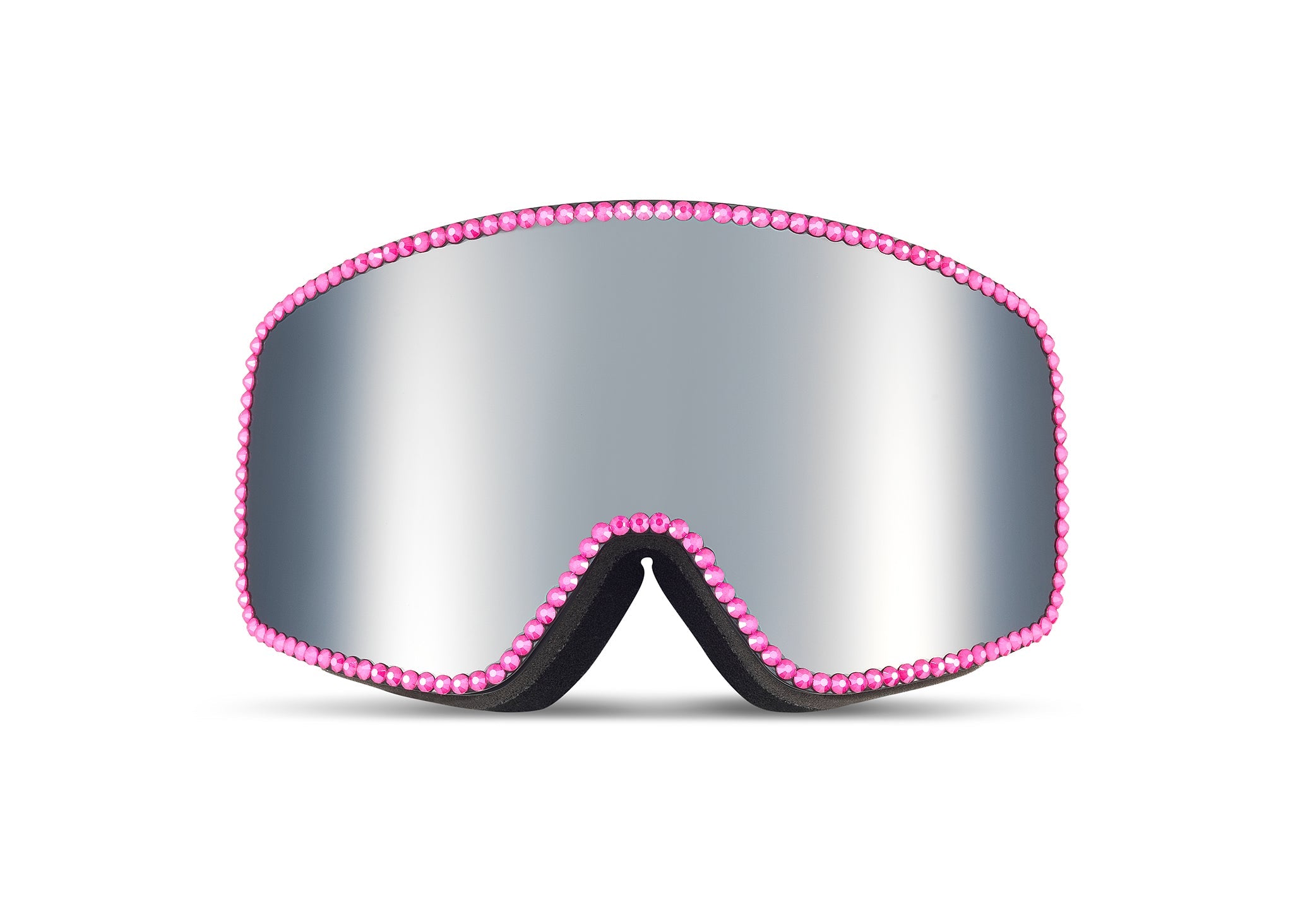 Disco Goggle - Silver Lens with Neon Pink Crystals